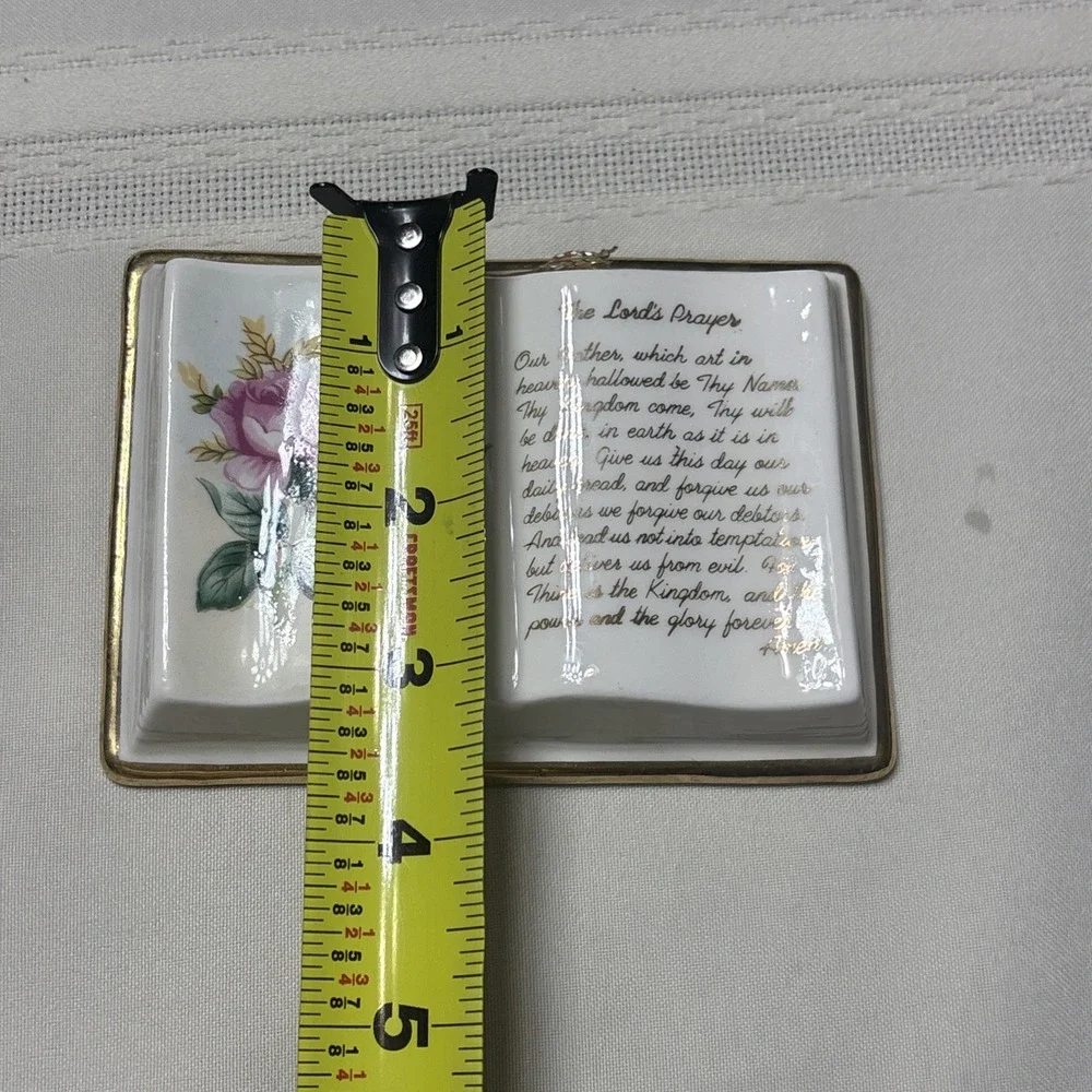Vtg Porcelain Open Book Wall Hanging The Lord's Prayer Grandma